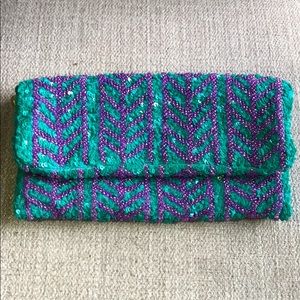 ANTHROPOLOGIE sequin soft clutch.